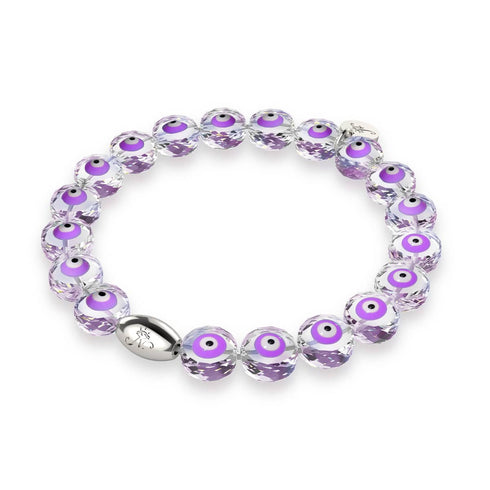 Bracelet Mauvais Œil en Cristal | Argent Sterling 925 | Violet
